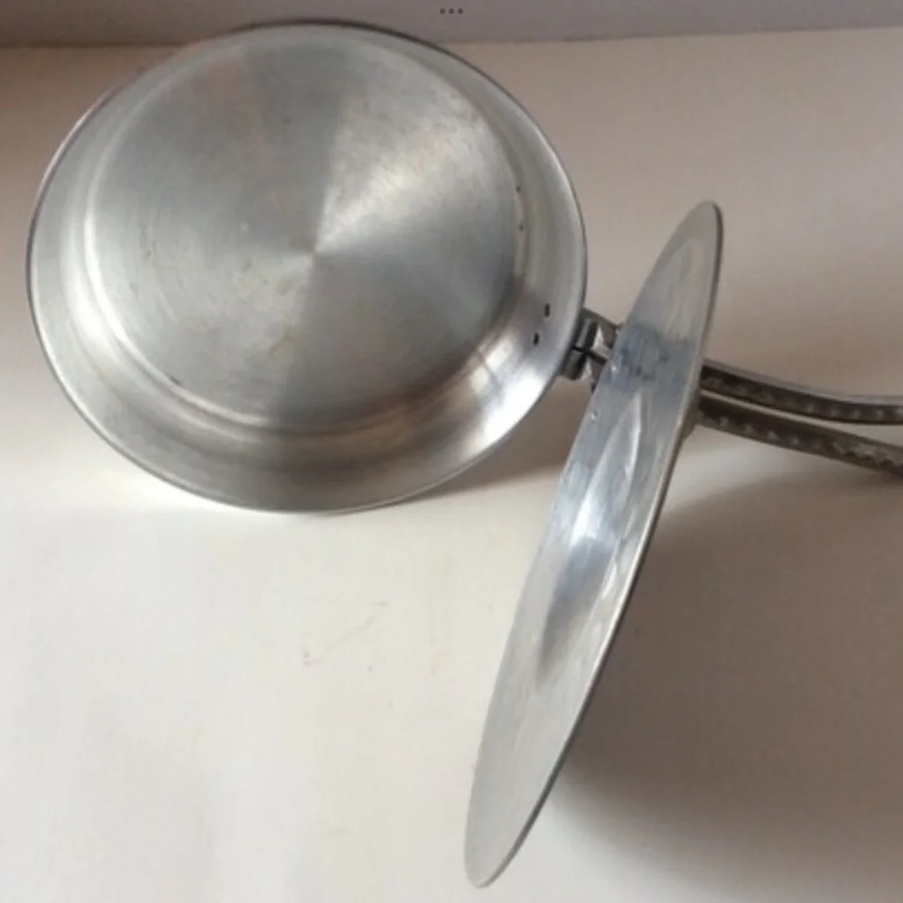 Vintage Butler's Bin Crumb Tray Handled Silver Small Pot Lid Lidded Pan Sweeper